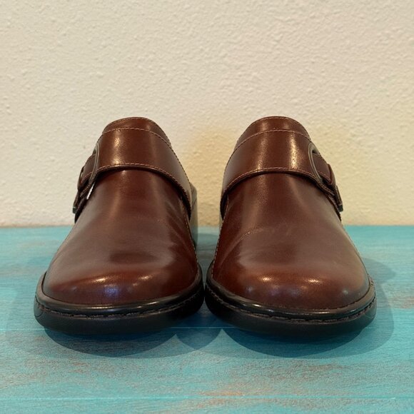 Clarks Womens Brown Leather Slip-On Mule Shoes With Buckle Detail Sz 7 #74106 - Picture 4 of 11